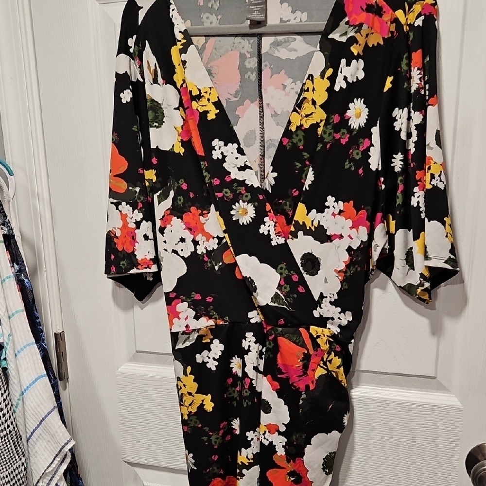 Kate & Mallory Black Multicolor Floral Blouse
